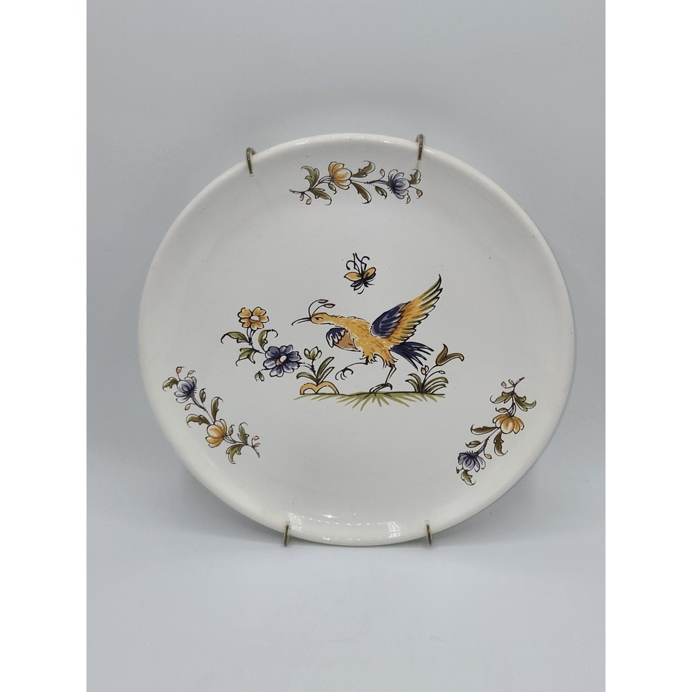 L'Atelier de France Moustiers Decor XVIIIe Faience Wall Plate Bird Floral